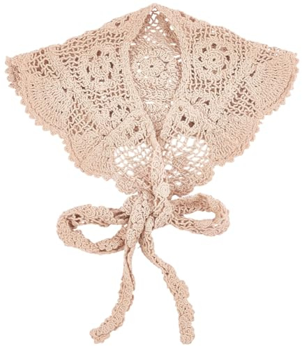 CABODYALS Écharpe en Dentelle Florale Blanche Bandanas Tricotés Bandeaux Motif Floral Vintage au Crochet Petits Châles Faux Cols Détachables Foulards pour Femmes Accessoires de Costume Décoration Coif