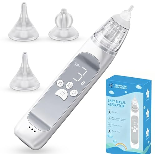 Aspiratore nasale per bambini, aspiratore nasale per bambini, aspiratore nasale elettrico con 3 ugelli in silicone e 3 livelli di aspirazione e musica per neonati