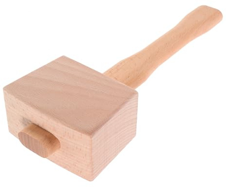 HOMSFOU Maillet en Bois Massif de 9,5 Cm, Maillet de Menuisier Ergonomique en Hêtre, Outil à Main Robuste pour Sculpture et Travail du Bois, Marteau à Ciseau Polyvalent pour Rénovation