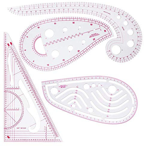 Lineal Nähen 4 Stück Kleidungs Lineal Schneiderlineal Metrisches Lineal Set Kurvenlineal zum Nähen Schneidern Nähwerkzeuge, Musterdesign, Zeichnungsvorlage, Schneiderwerkzeug für DIY Kleidung