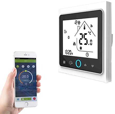 Qiumi Smart WiFi Electric Underfloor Heating Thermostat 16A 95-240V | Programmable floor heating controller compatible Alexa & Google Home 95-240V AC