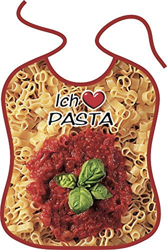 ITATI-Textilien Erwachsenen Lätzchen Groß = I Love Pasta = Großes Lätzchen mit Tomatensauce auf besonderen Nudeln (BG-45056)