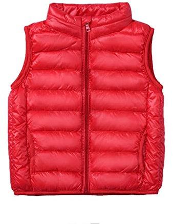 SK Studio Daunen Daunenweste Ärmellos Kinder Ultra Leichte Winter Jacke Weste Jungen Maedchen Stil 2 Rot 140cm / 6-7 Jahre