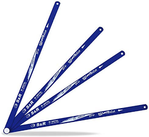 S&R HSS Bi-Metall Sägeblätter Set/MADE IN GERMANY/für Bügelsäge 4-tlg.: 4x HSS Bi-Metall-Sägeblatt 12'/ 300 mm x 24 tpi