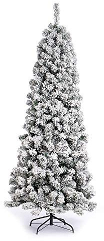 Nataland Albero di Natale Artificiale Slim Verde Innevato Modello Velan Altezza 180 Cm, Abete Super Folto con Effetto Realistico e Rami Con Aghi Anticaduta