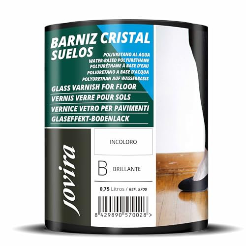 JOVIRA PINTURAS BARNIZ CRISTAL SUELOS, Poliuretano al Agua, para el cuidado y la decoración de madera (750 Mililitros) F-21