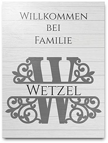 Holz Namensschilder für die Familie | Türschilder mit Wunsch-Beschriftung für die Hauswand oder Briefkasten | Hochwertiger UV Druck auf Holz
