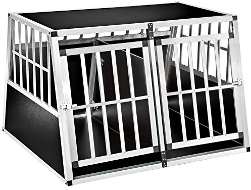 tectake 402227 Double Dog Cage with Inclined Back - with Partition