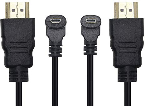Adaptador de cable micro HDMI a HDMI de 50 cm, ángulo de 90 grados, conector micro HDMI macho a HDMI macho, compatible con 3D 4K 60Hz 1080P Ethernet 50 cm (2 unidades de ángulo arriba y ángulo bajo)