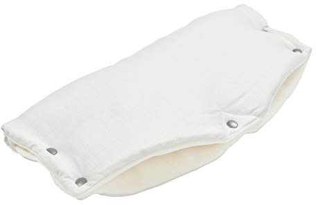 KraftKids Kinderwagenmuff in Leinen leicht grünes Weiß, Kinderwagen Handschuhe Breite 48 cm Tiefe 23 cm, Buggy Handwärmer mit Liebe handgefertigt in der EU