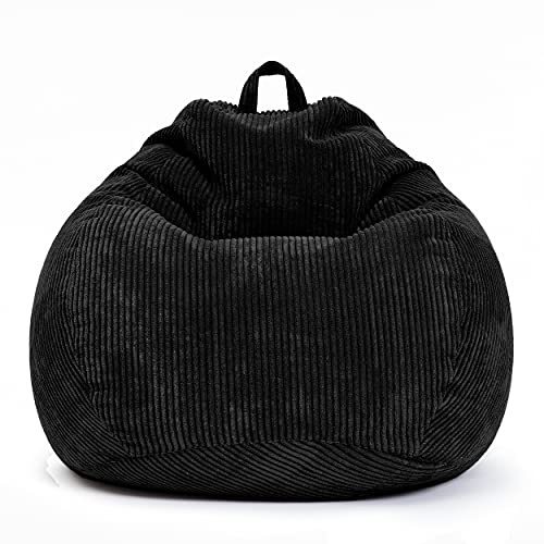 Green Bean Square XL Indoor Bezug aus Kord 90 x 110 cm - ohne Füllung - Sitzsackhülle, Sitzsackbezug - Cord - kuschelig, weich, robust - waschbar, mit Innensack - Schwarz