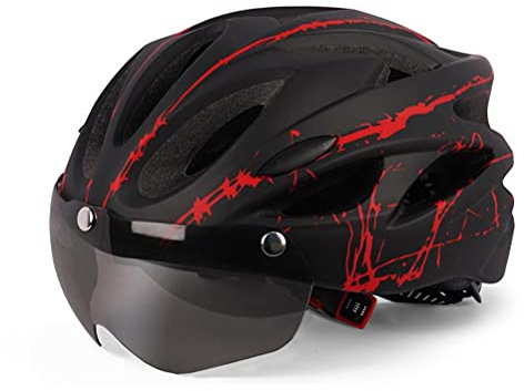 Kuashidai Casque de vélo monobloc avec lunettes magnétiques Unisexe