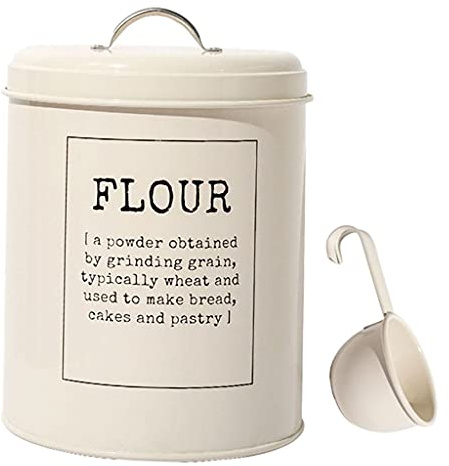 Baoblaze Weiße Vorratsdose 5L, Blechdose mit Deckel und Löffel, Kaffeebohnen Behälter Keksdose Einfrierbehälter Knäckebrotdose Metallbox zur Aufbewahrung