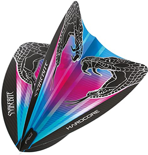 RED DRAGON Peter Wright Snakebite Hardcore Freestyle - Plumas de dardos rosa y azul, 3 juegos por paquete (9 plumas de dardos en total)