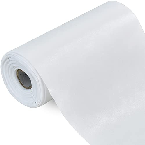 TONIFUL Breit Satinband Farbiges Stoffband für Geschenkband Öffnen des Schleifen Große Öffnung der Bänder Den Stuhl Hochzeit Party Dekoration Valentinstag Weihnachten-Weiß 15cm x 20M