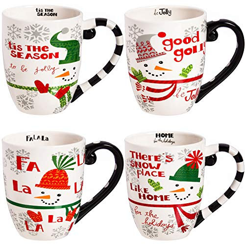 Topadorn Weihnachten Cerxmic Tasse Porzellan Teetasse für Party, Kaffeetasse 4er Set