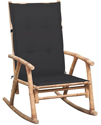 YUMENG Schaukelstuhl mit Auflagen, Sessel Wohnzimmer, Schaukelsessel, Schwingsessel, Stillsessel, Ohrensessel, Tv Sessel, Rocking Chair, Relaxsessel, Bambus