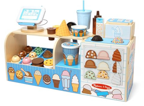 Melissa & Doug Wooden Cool Scoops Ice Creamer | Pretend Shop & Kitchen Role Play Toy for Kids | Age 3+ - FSC Certified