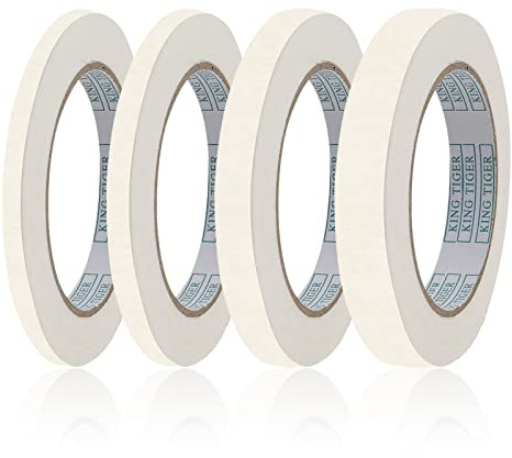 QINGHEC Lot de 4 rouleaux de ruban de masquage blanc à faible adhérence 5 mm/8 mm/12 mm/15 mm de large x 50,6 m de long - Ruban de décoration pour artistes, peinture, décoration automobile, bricolage