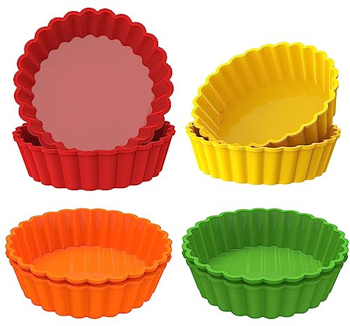 webake Tart Tins - Mini moldes de silicona para quiche de 4 pulgadas, 8 piezas para tartas de queso, tartas, quiches, pasteles, magdalenas
