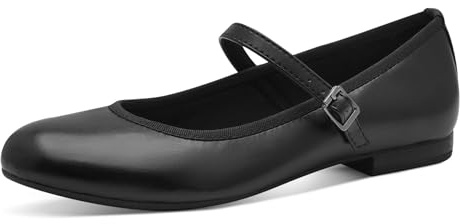 MARCO TOZZI Damen Ballerinas mit Riemchen Vegan, Schwarz (Black Nappa), 36 EU
