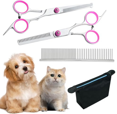 Leikedun 4 Pcs Curved Dog Grooming Scissors, Stainless Steel