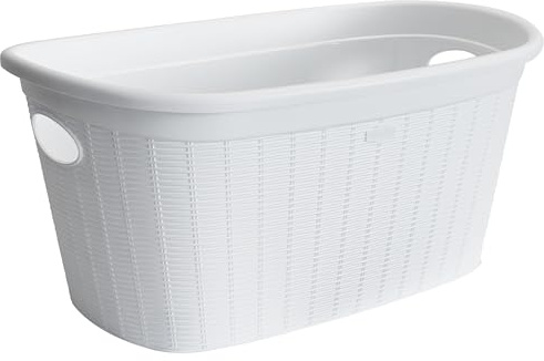 Wäschekorb 35L weiß 2 Griffen 57x37x27cm ohne Löcher Tragekorb Kunststoff