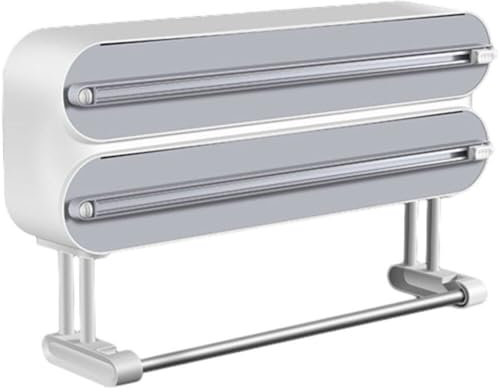 Casiler Cling -filmspender Cutter, 3 in 1 Küchenrollenhalter Wandmontierter Nachfüllbarer Aluminiumzinnfolienspender Papiertuchhalter