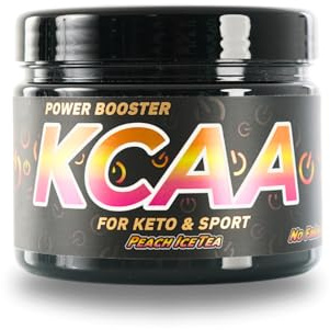 KCAA - Amino Booster für Keto - Energy Drink für Ketose - Ideal für ketogene Diät und Sporternährung - Ketogene Aminosäuren mit Taurin - endogene Ketone - zuckerfrei - Peach IceTea - 28 Portionen