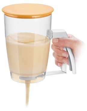 Erogatore Manuale per Pastella con Dosatore Preciso e Coperchio - Dispenser Ideale per Pancake, Crepes e Muffin, in Plastica Resistente, Lavabile in Lavastoviglie, 1L