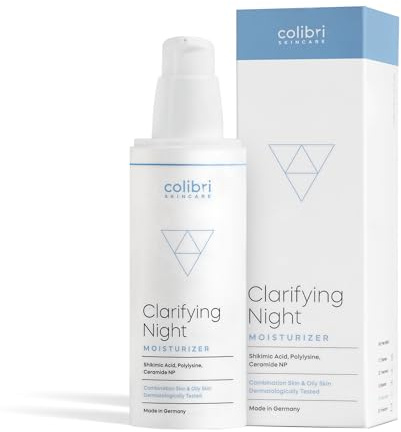 colibri skincare Clarifying Night Moisturizer 80ml - Nachtcreme | Reduziert Unreinheiten über Nacht, sanfter Peeling-Effekt, mattes Finish, für ölige Haut & Mischhaut