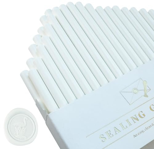 Mini Wachs Siegel Sticks, Tomgenrine Mini Klebepistole Abdichtung Wachs Sticks 36 pcs für Hochzeit Einladungen, Brief, Umschlag, Karten und Kunsthandwerk(Weiß）