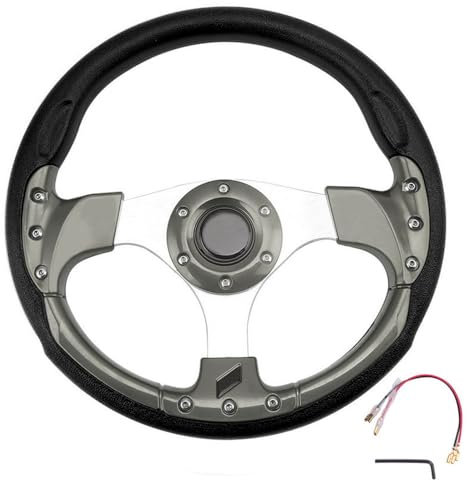 Sportlenkrad Auto-Lenkrad, 13 Zoll, 320 mm, Aluminium, Rennsport-Lenkrad mit Hupenknopf, universelles Zubehör Holzlenkrad(TITANIUM)