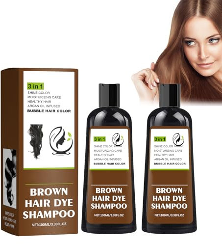 Bubble Hair Dye Shampoo, Crema Colorante Naturale Foam Hair Dye Tinta Temporanea per Capelli Tintura Istantanea per Capelli per Uomo Donna, Semplice e Facile da Usare (Marrone, 2pcs)