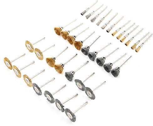 ANKROYU 35PCS Ruota per lucidare spazzole metalliche, Ruote per spazzole rotanti, Kit spazzole metalliche per smerigliatura, Set spazzole metalliche multiuso per rimozione