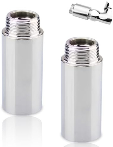 2 Stück Hahnverlängerung Edelstahl 1/2 Zoll x 80 mm, AG 1/2 X IG 1/2 | 80MM Edelstahl Verlängerung Fitting, DN15 Gewindeverlängerung, Wasserhahn Verlängerung für Wasserhähne Eckventile Duschköpfe