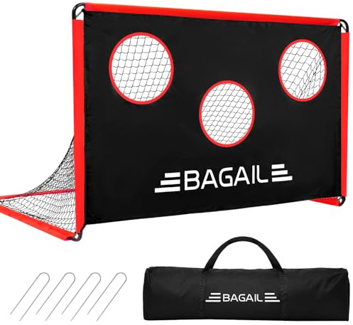 BAGAIL Porta da calcio con bersaglio, design 2 in 1, porta da calcio, borsa portatile, facile da installare, ideale per allenamenti in giardino e partite ricreative, 180 x 120 cm
