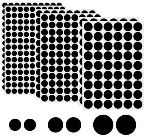 sourcing map 6 Sheets Screw Hole Covers Stickers 12mm 15mm 21mm Self Adhesive Screw Cover Cap Waterproof Dustproof Sticker PVC for Wall Cabinet Desk Screw Furniture Repairing, Black
