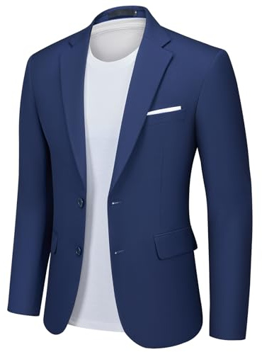 Autsel Blazer da Uomo Slim Fit Formale Business con 2 Bottoni Giacca da Abito Elegante d'Affari per Matrimonio Festa Cena Blu Navy M