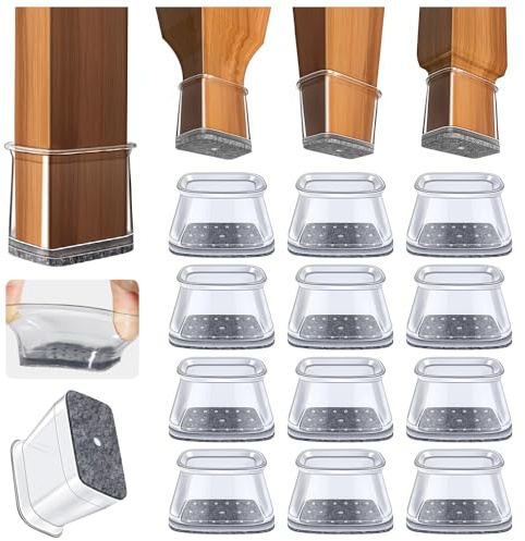 32Pcs Chair Leg Floor Protectors, Rectangular Protectors For Furniture Legs, Furniture Sliders, Silicone Chair Leg Caps For Protecting Hardwood Floors(Small Fit Length:28-38mm,Width:19-25mm)