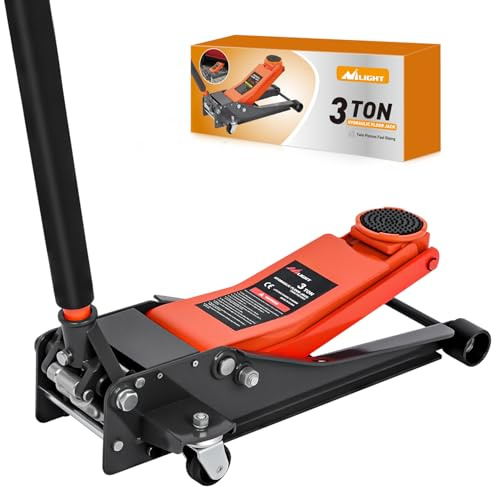Nilight 3 Ton Floor Jack, Low Profile Car Hydraulic Jack with Dual Pistons Quick Lift, 2.95-19.88 Lifting Range
