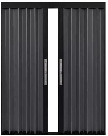 Schiebetür, Akkordeon-Raumteiler, Akkordeon-Türen für Küche, Schlafzimmer, schwarzer Rahmen und graue Aluminiumplatte, groß, 70, 80, 100, 120, 160, 180 cm