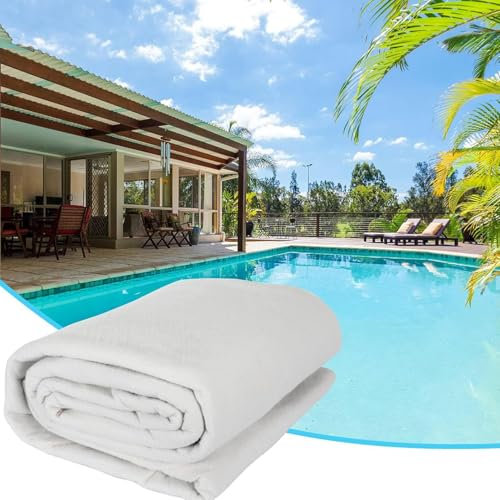TDHLW 12ft Thickened Round Pool Liner Pad, Swimming Pool Ground Cloth Above Ground Pool Mat Under Pool Floor Padding, Pool Mats Protective Floor,White,15ft