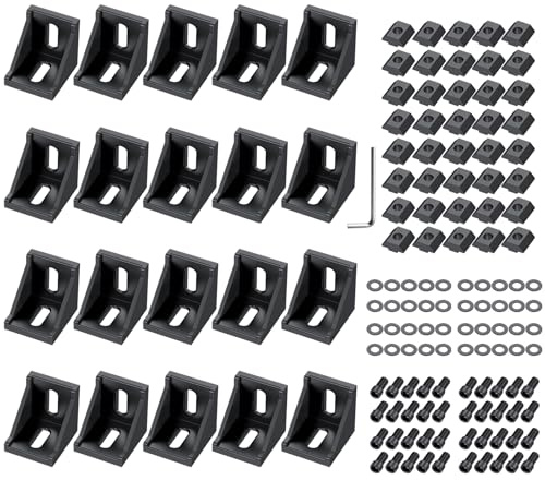 EYPINS 20-Pack 4040 Series Black Aluminum Corner Brackets