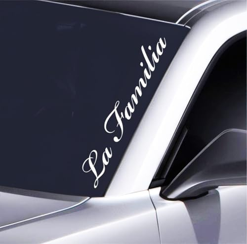 La Familia Autoaufkleber JDM Tuning Sticker 55x7,5 cm Für Windschutzscheibe Toretto Style für F & F Fans Hochwertiger Schriftzug fürs Auto, Weiß