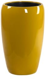 Moderne & Hochwertige Pflanzvase / Pflanzkübel – Fiberglas - Mit Einsatz – Indoor & Outdoor – Wetterbeständig & Frostsicher – Blumenkübel / Pflanzgefäß / Vase / Kübel (Glänzend Curry, Höhe: 50cm)