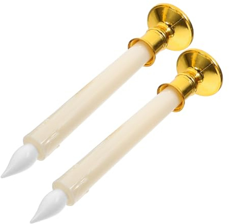 Operitacx Velas Led Sin Llama Cónicas y Pilas Vela Led Decorativa Beige Llama Simulada y Base Dorada Iluminación Cálida Para Decoración Interior y Centro De Mesa Pack De 4 Unidades