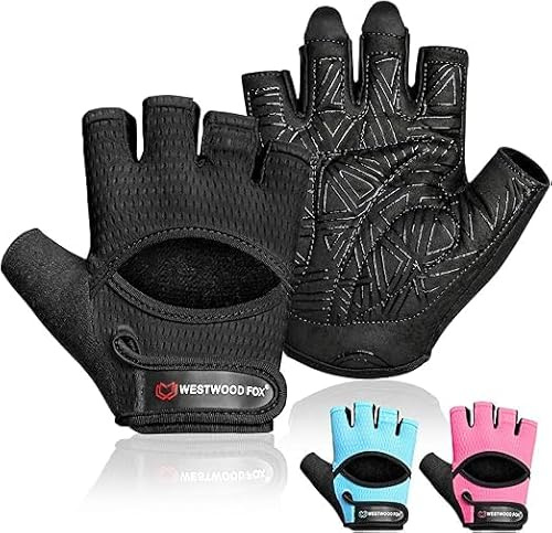 WESTWOOD FOX Gants de gym pour homme et femme – Gants ventilés pour l'haltérophilie, le fitness, le cyclisme et l'entraînement avec rembourrage épais, protection complète de la paume, adhérence