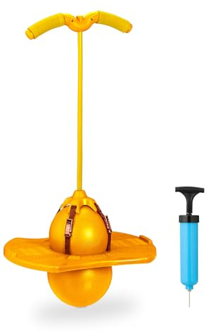 Relaxdays Salterello per Bambini, Pogo Stick con Palla Salta-Salta e Manici, Max. 100 kg, 74x39x29