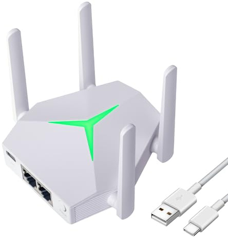 Répéteur WiFi, AC1200 Amplificateur de Signal WiFi Double Bande 2.4GHz et 5GHz, WiFi Extender Signal Booster avec 2 Port Ethernet, Jusqu'à 12000 Sq.ft (Blanc)